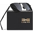 LUENX Rectangular Polarized Aviator Sunglasses for Men Retro Pilot Shades Driving UV400 Protection