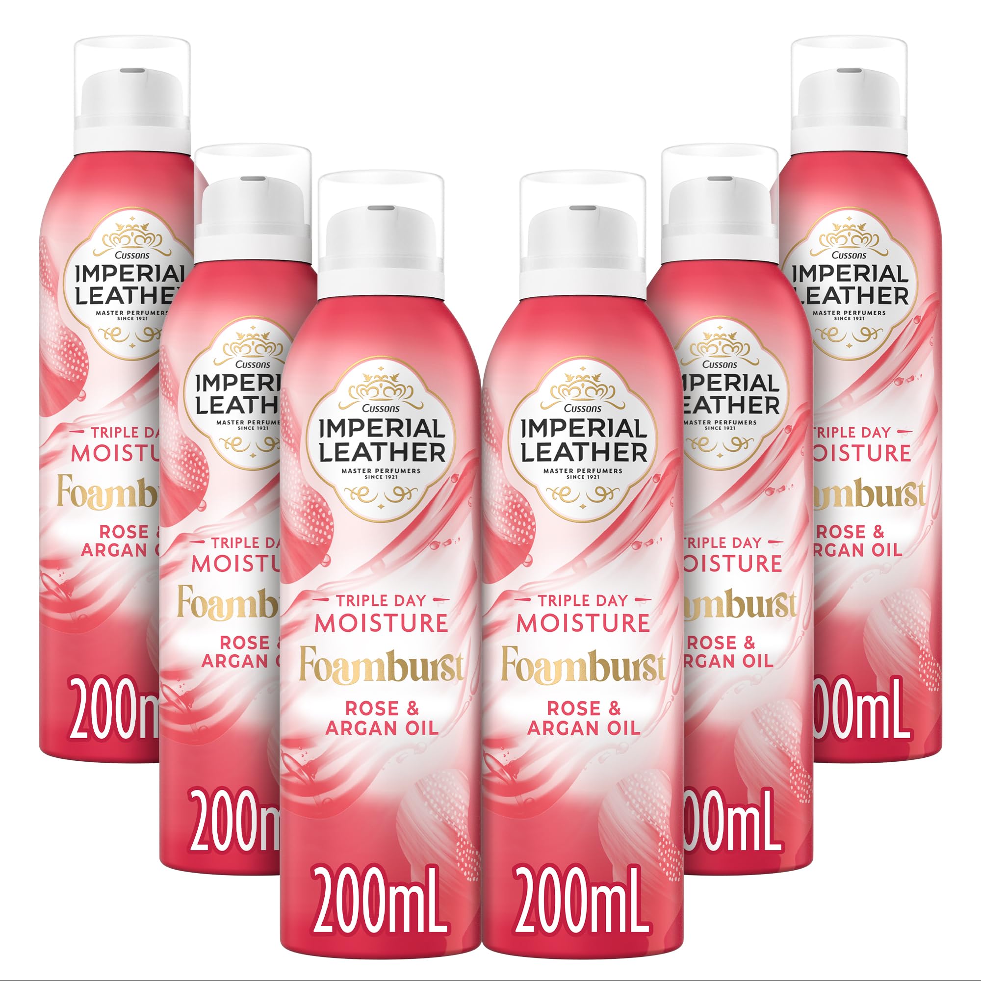 Imperial Leather Foamburst, Triple Day Moisture Shower Gel, Rose & Argan Oil Fragrance Body Wash, Luxurious Foam Lather, Gentle Skin Care, Bulk Buy, Pack of 6 x 200ml — image 1