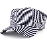 Armycrew Denim Blue Stripe Train Engineer Conductor Cap Fits Infant to Adult 3XL