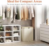 Lifewit 125L Laundry Basket with Lid Dual Compartments Bamboo Handles Cream view 6