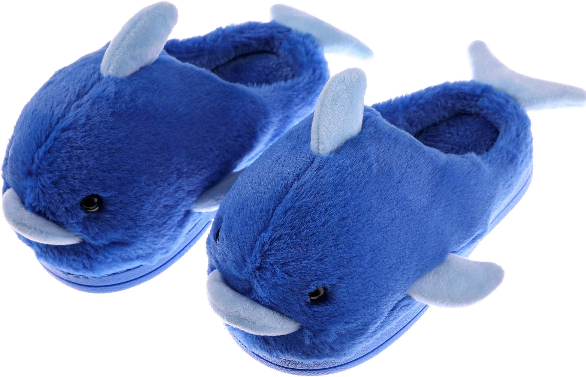 NOVCO Kids Cute Dolphin House Slippers Waterproof Sole Winter Warm Bedroom Slippers for Girls Boys