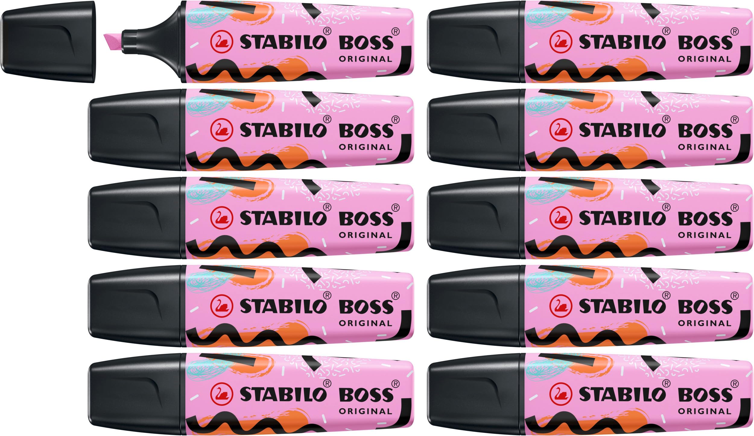STABILO BOSS ORIGINAL by Ju Schnee - Highlighter - Pack of 10 - Frozen Fuchsia