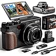Digital Camera, 64MP Cameras for Photography, 5K Vlogging Camera for YouTube, 180°Flip Screen Digital Point and Shoot Camera with 18X Zoom, Compact Camera for Beginner with 32GB SD Card(2 Batteries)