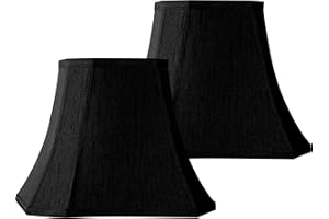 GO&SO Set of 2 Medium Black Rectangular Lamp Shade for Floor Lamps and Table Lamp,8x14x11"(Spider) Natural Faux Silk Square Lampshade Replacement,Vintage Shade Cut Corner Transitional Easy Assembly