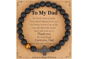 Gnamy Gifts for Dad New Dad Stepdad Husband Boyfriend, American Flag Cross Beads Bracelet Jewelry Gifts for Father Men from Daughter Son Wife Girlfriend