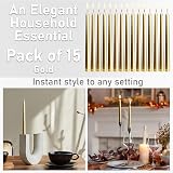 DECO EXPRESS Candles Set 15 Pack Classic Dripless Tapered Metallic Gold view 3