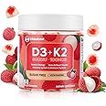 Vitamin D3 K2 Gummies w/Magnesium Sugar Free - 60 Count | D3 Vitamin 5,000 IU + K2(MK-7) 100 mcg - Vegan K2 D3 Vitamin Supplement, Highly Absorbent Supports Bone, Muscle, Mood & Immune(Lychee Flavor)