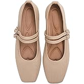 putaoma Women's Flats Square Toe Knit Mary Jane Ballet Shoes Soft Foldable Buckle Strap Women Shoe Comfortable Dressy Slip On Flat for Casual Office Work