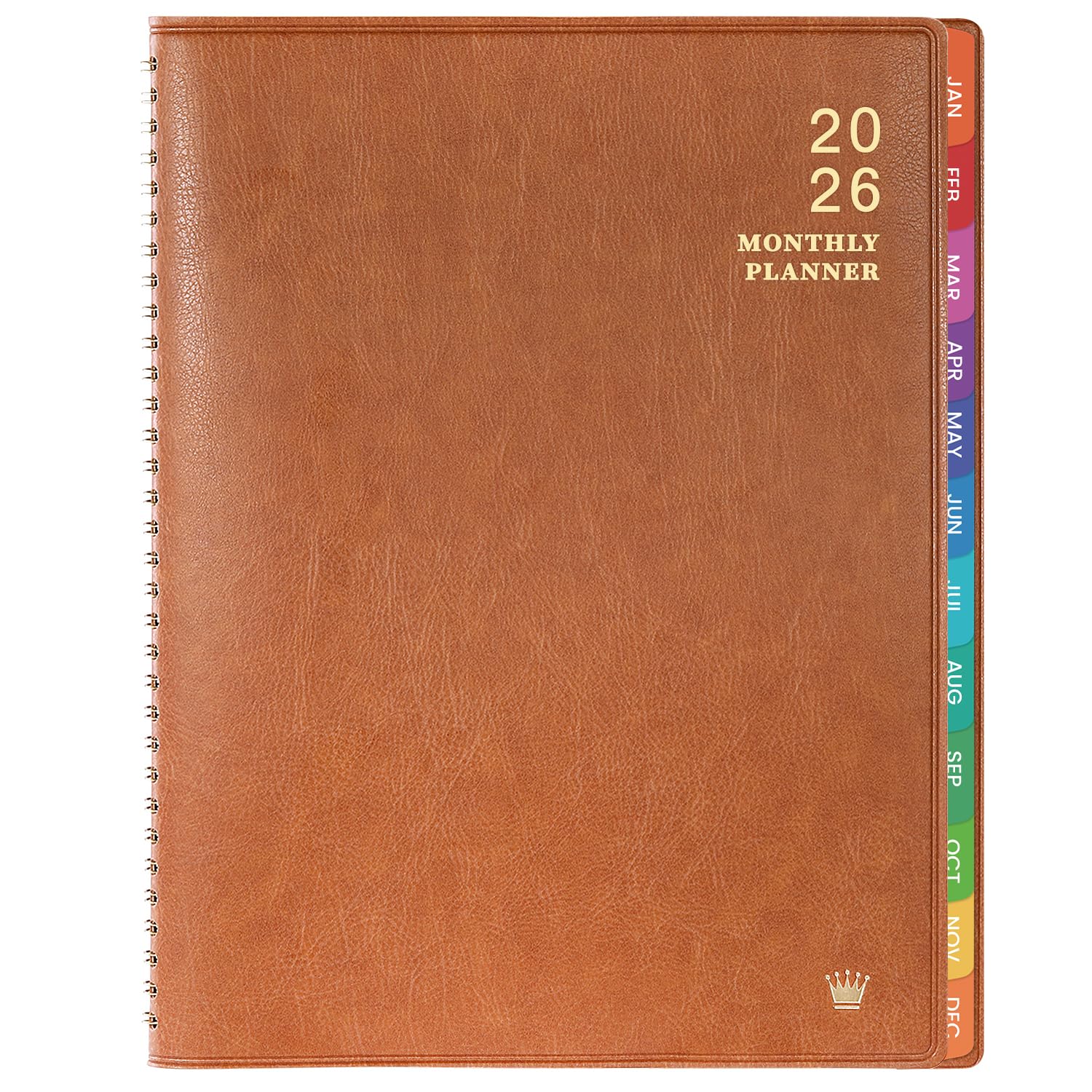 Photo 1 of 2026 Monthly Planner - 2026 Calendar/Planner 12 Months with Faux Leather, 8.86" x 11.4", Jan.2026 - Dec.2026, 15 Notes Pages, Strong Twin - Wire Binding, Pocket, Monthly Tabs, Perfect Organizer