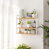SONGMICS Bamboo 3-Tier Shelf Wall Mount/Free Standing White BCB13WN view 4