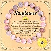 Wewounyl 4 Pcs Sunflower Bracelet Inspirational Gifts for Women Friends Co-workers Relatives, Sunflower Gifts for Women Birthday Christmas and More, Adjustable Anxiety Bracelet