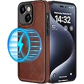 LOHASIC for iPhone 15 Plus Leather Case MagSafe, Magnetic Soft PU Vintage Leather Phone Case for Men & Women, Slim Designer Cover for iPhone 15Plus 6.7", Brown
