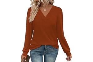 WIHOLL Long Sleeve Shirts for Women V Neck Tops Tunic Fall Winter Sweatshirts 2025 Clothes