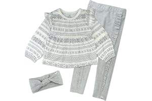 HonestBaby baby-girls Long Sleeve Top, Legging and Headband Set 100% Organic Cotton for Baby and Toddler Girls
