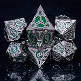 Rolledomain DND Metal Dice Set for D&amp;D/MTG RPG Gamers and Collectors | Green, Spike Design, A Gift Box, Nice Tactile Feel, Metallic Texture &amp; Weight, Well-Balanced, Easy to Read