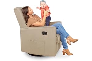 Evolur Raleigh Upholstered Plush Seating Glider Swivel, Rocker, Recliner, Glider for Nursery in Fawn, Greenguard Gold Certified, Modern Nursery Recliner, Environmentally Conscious Glider