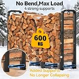 Amagabeli Log Rack 72x46cm with 4 Tools Wrought Iron Firewood Holder view 2