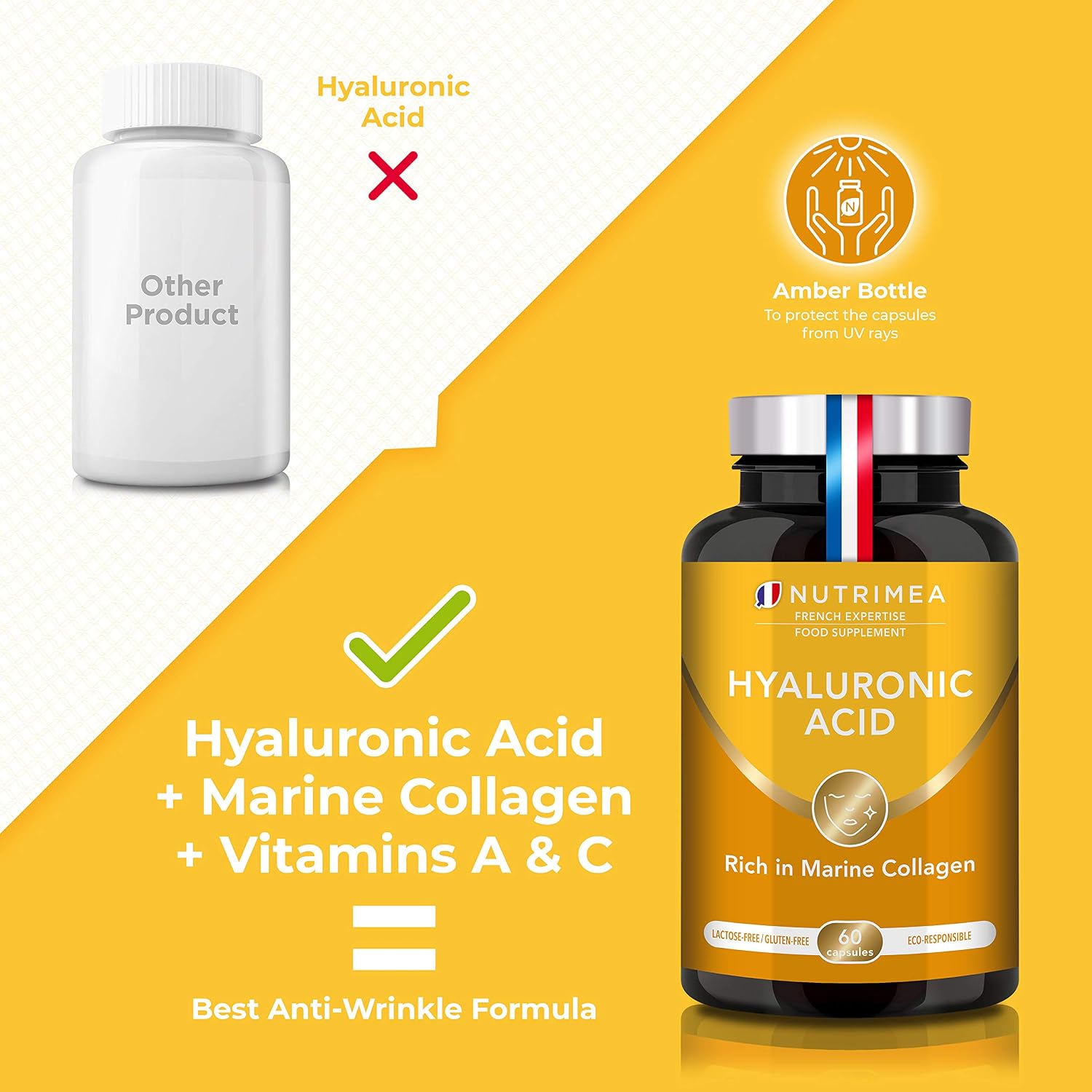 Hyaluronic Acid & Marine Collagen, Enriched with Vitamins A & C, Natural Anti-Wrinkle, Restructure Skin - Image 4
