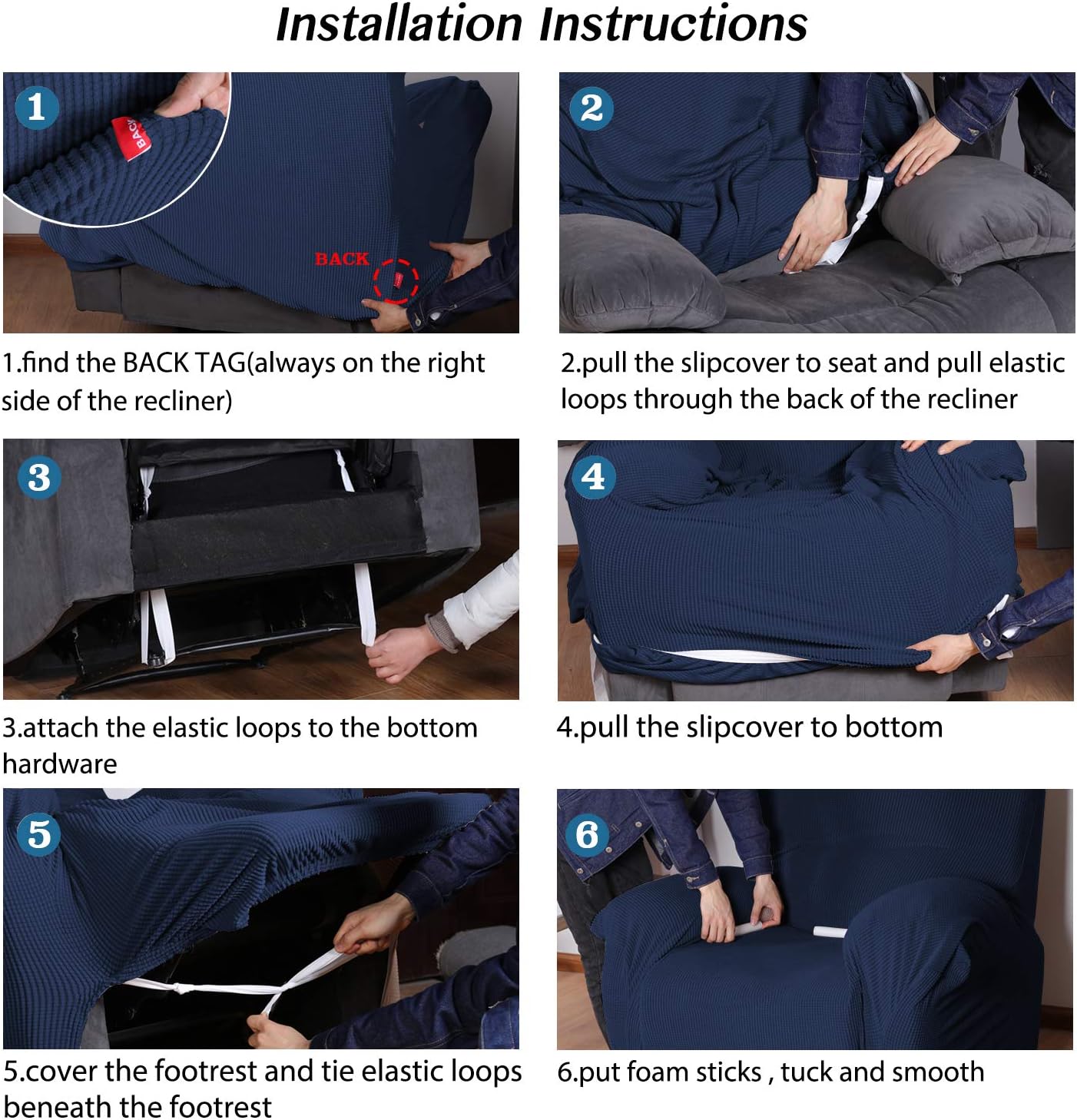BellaHills Stretch Recliner Cover Recliner Chair Covers for Living Room Recliner Chair Slipcover with Side Pocket - Image 4