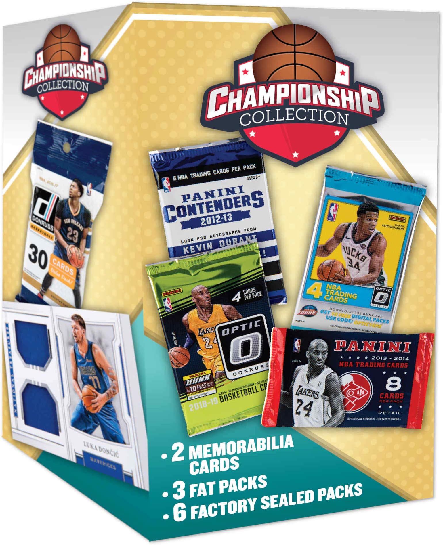 NBA Cards 728192504822 2019 NBA Basketball Cards: Relic Blaster Box + 2 Memorabilia Cards + 3 Fat Pack + 6 Factory Sealed, Multicolor