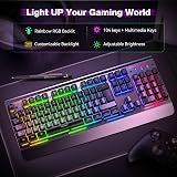 TECKNET RGB Gaming Keyboard UK Layout USB Wired 15-Zone RGB 105 Keys view 2