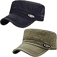 YeeHeen Unisex Cadet Army Cap Adjustable Flat Top Cap Washed Cotton Military Hat Baseball Cap