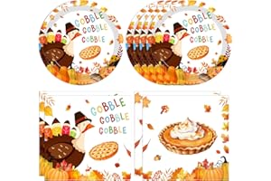 KHAIVI 40pcs Turkey Thanksgiving Party Supplies Kit, Autumn Disposable Dinnerware Includes, Dessert Plates, Napkins for Fall party Decorations, Serve 20