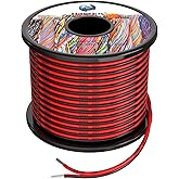 20 awg Silicone Electrical Wire 2 Conductor Parallel Wire line 200ft [Black 100ft Red 100ft] 20 Gauge Soft and Flexible Hook Up Oxygen Free Stranded Tinned Copper Wire