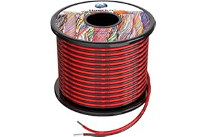 HAERKN 20 awg Silicone Electrical Wire 2 Conductor Parallel Wire line 200ft [Black 100ft Red 100ft] 20 Gauge Soft and Flexible Hook Up Oxygen Free Stranded Tinned Copper Wire