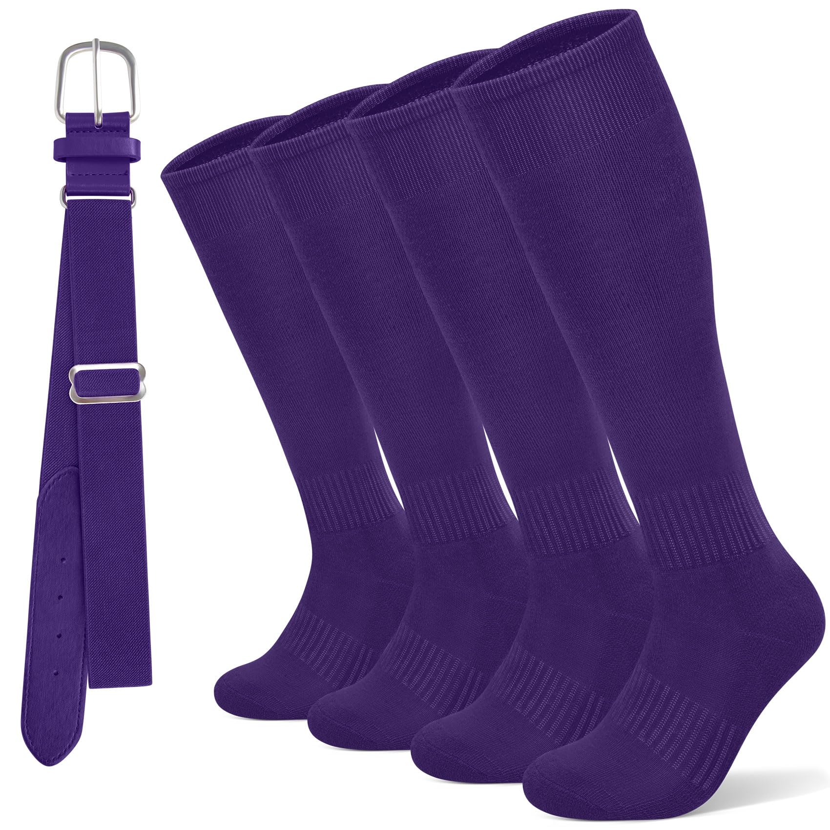Photo 1 of YSense Baseball Socks for Boys Girls Women Men, Softball Football Soccer Calf Knee High Tube Socks & Adjustable Belt Combo Set for Kids Youth School Sports