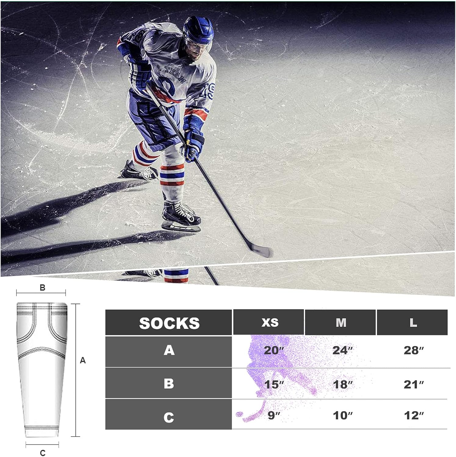 COLDINDOOR Adult Ice Hockey Socks Senior : Sports & Outdoors