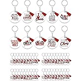 Junkin 50 Pcs Cheerleading Keychain Gifts Bulk for Team Women Girls Acrylic Cheer Keychain Gifts for Football Sports Game