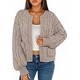 MEROKEETY Women's Cable Knit Chunky Cardigan Sweaters 2025 Fall Winter Trendy Button Up Long Sleeve Coat