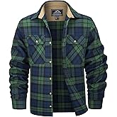MAGCOMSEN Men's Flannel Shirts Long Sleeve Plaid Shirt Button Up Casual Shirts Lightweight Shirt Jacket with 2 Pockets