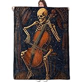 Skeleton Music Blanket, Flannel Throw Blanket Soft Cozy Lightweight Blankets for Adults Women Kids Home Decor for Sofa Couch Bed 60x50 Inch