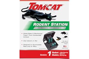 Tomcat Rodent Station, Includes 1 Rodent Station with 4 Bait Securing Rods and 1 Security Key - Fits Rat or Mouse Sized Traps (Baits & Traps Sold Separately) - Use Indoors or Outdoors