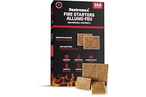 Dextreme Fire Starter Pack of 144/48 Natural Fire Starters Cubes for Campfires, Charcoal, BBQ, Grill Pit, Fireplace, Wood Stoves, Smokers and Camping - Easy to Ignite and Non Toxic… (144 Squares)