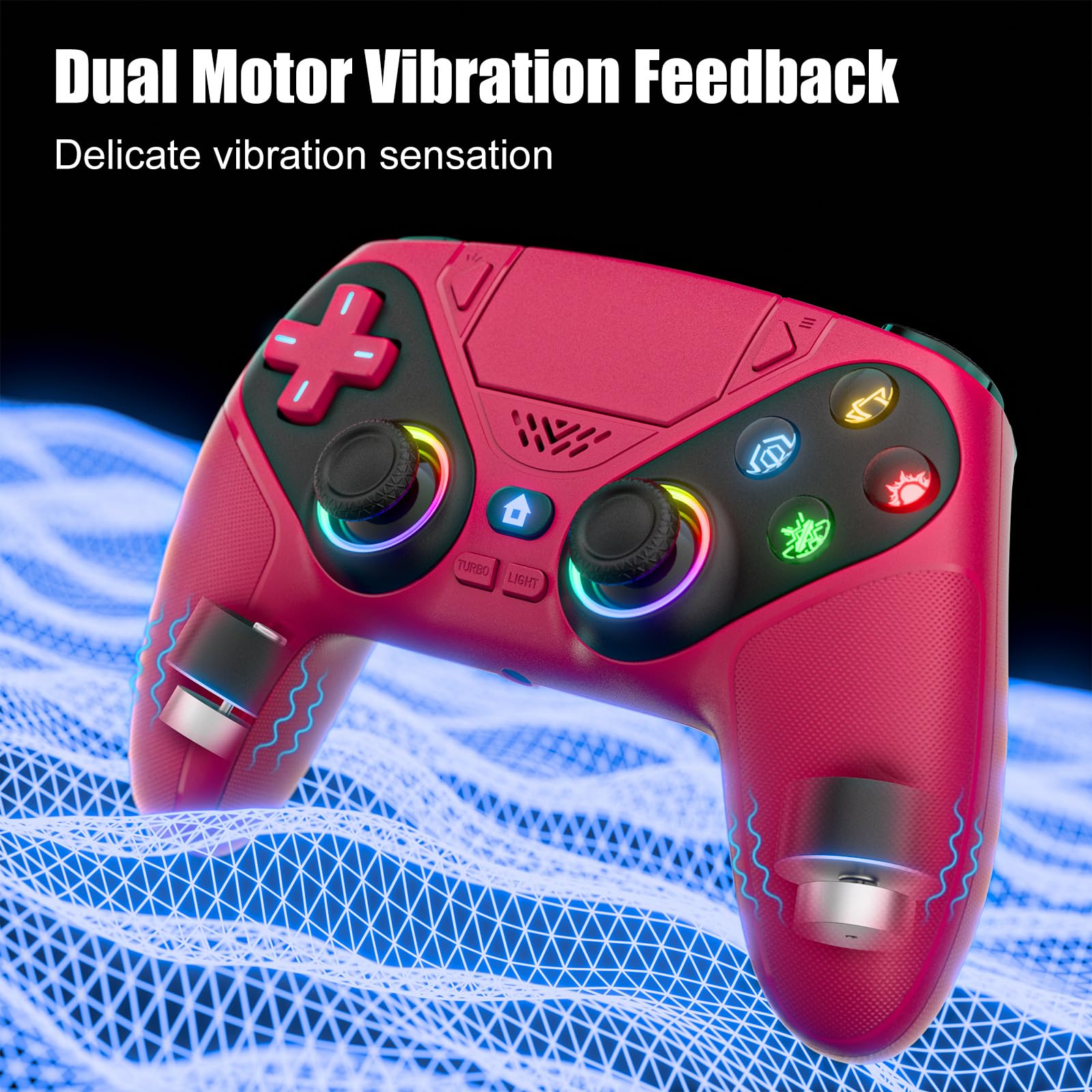 Nonbliep LED for PS5 Controller, for PS5 Slim/Pro/PC, Wireless Controller with 9 Colors RGB Light/Dual Vibration/Turbo/3.5mm Audio Jack/Speaker/Programmable for Playstation 5 Controller