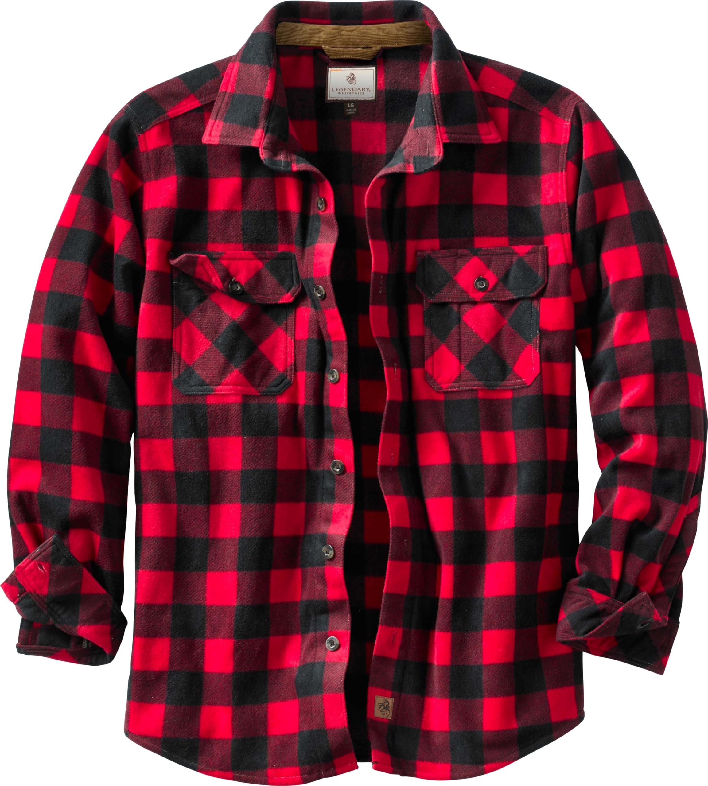 Legendary Whitetails Men's Navigator Fleece Button Up Shirt (Shotgun Shell Red Plaid, XXXXX-Large) Image