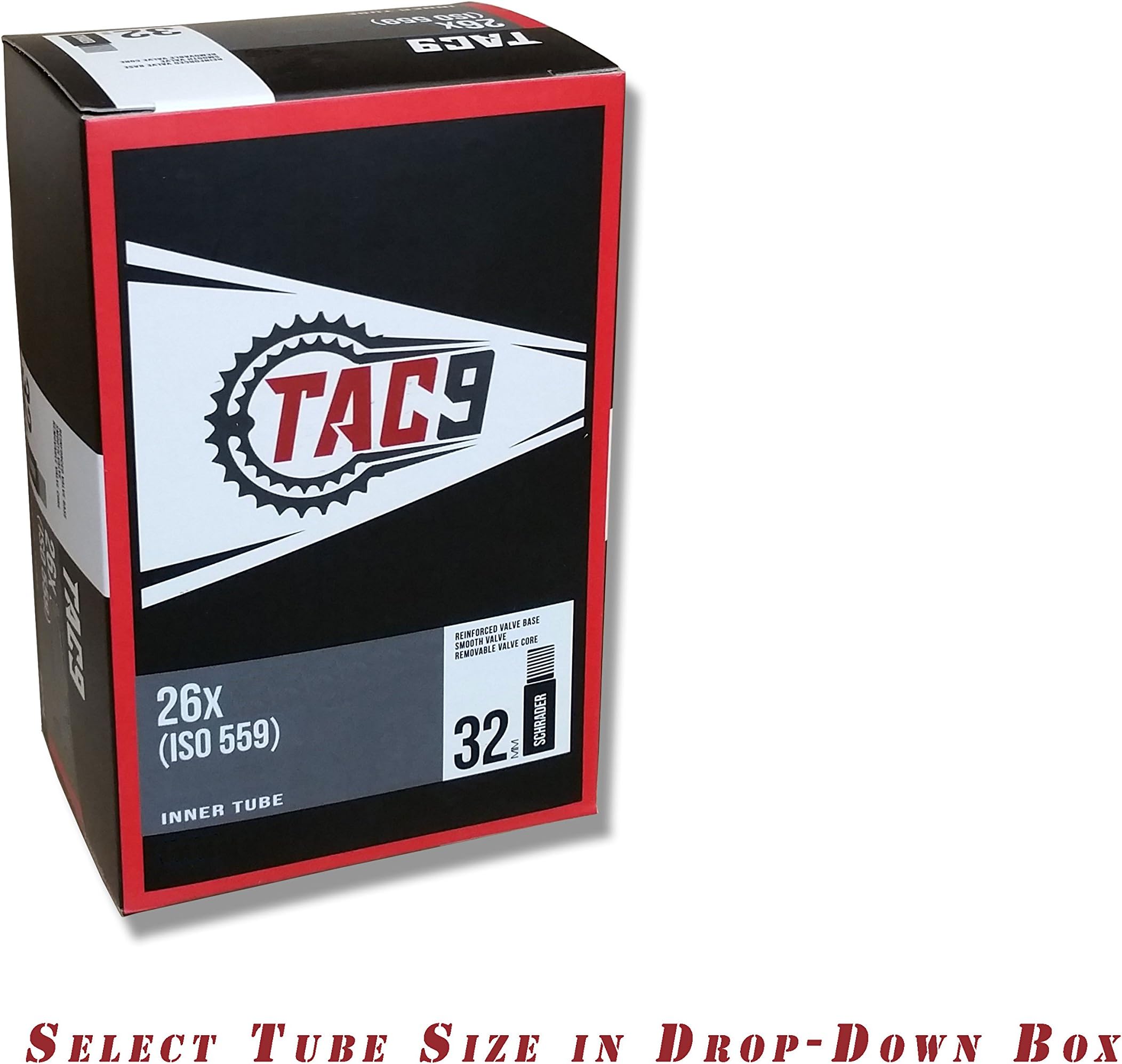 TAC 9 Bike Tubes, 26" Standard Schrader Valve - Select Your Size