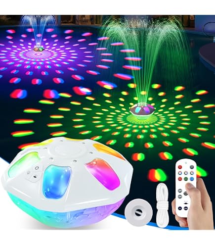 Floating Pool Fountain With Light Show – Battery-Powered 4000mAh, 4.27ft Spray, 7 Color Modes, Trefoil Design For Inground Pools (White)