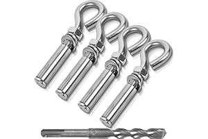 SRZTXU 4 Pack 3/8" X 4-1/2" Expansion Eye Bolt,Concrete Eyebolt Anchors,Heavy Duty 304 Stainless Steel Eyebolt Anchors for Concrete Wall (4, M10x115mm（3/8" X 4-1/2"）)