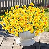 ICX 10pc Artificial Pansy Flowers for Outdoors,Silk Fake Flowers UV Resistant, Spring Flowers Artificial for Decoration,Outdoor Fake Plants for Door Porch Patio Planter Yard (Yellow
