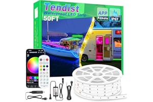 50FT/15M Boat LED Strip Lights Waterproof, Marine Pontoon Boat LED Strips, 12V RGB Light Strip with APP & Remote, IP67 Waterp
