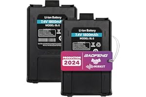 MIRKIT 2 pcs Batteries 7.4V 1800mAh Big Capacity Li-ion for Baofeng UV-5R DM-5R UV-5RE BF-F8HP UV-5R V2+ Plus UV-5RTP Series Two Way Radio Store USA Warranty