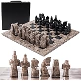 Radicaln Marble Chess Set 15" - Handmade Luxury Chess Board Game Adults | Oceanic &amp; Black, Storage box, Antique, Natural Marble Veining, Home Decor, Elegant Gift, 32 Chess Figures