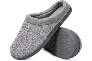 HomeTop Women's Knit Memory Foam Slippers Warm Soft House Shoes with Anti-slip Sole