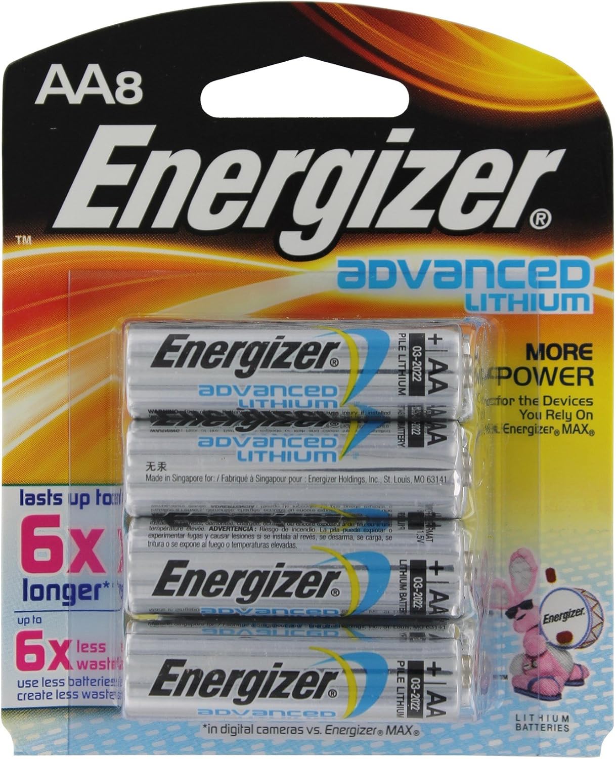 Energizer Ea91bp8 Aa Lithium Batteries 8