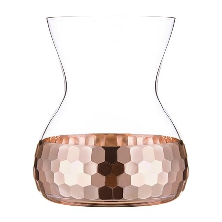 Mygift Hourglass Shaped Glass And Textured Copper Vase Amazon Co
