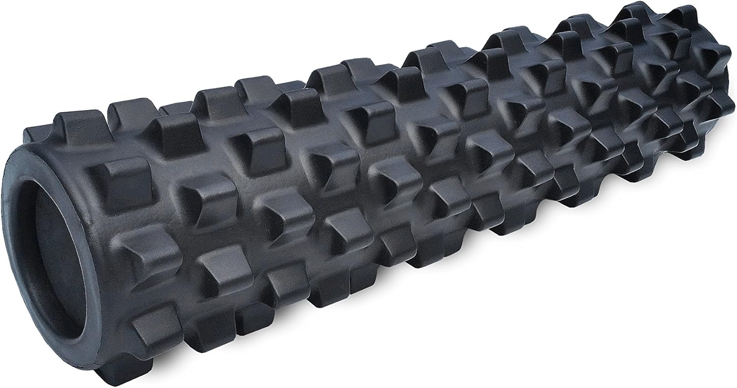 RumbleRoller - Mid Size 22 Inches - Black - Extra Firm - Textured Muscle Foam Roller - Relieve Sore Muscles- Your Own Portable Massage Therapist - Patented Foam Roller Technology : Sports & Outdoors